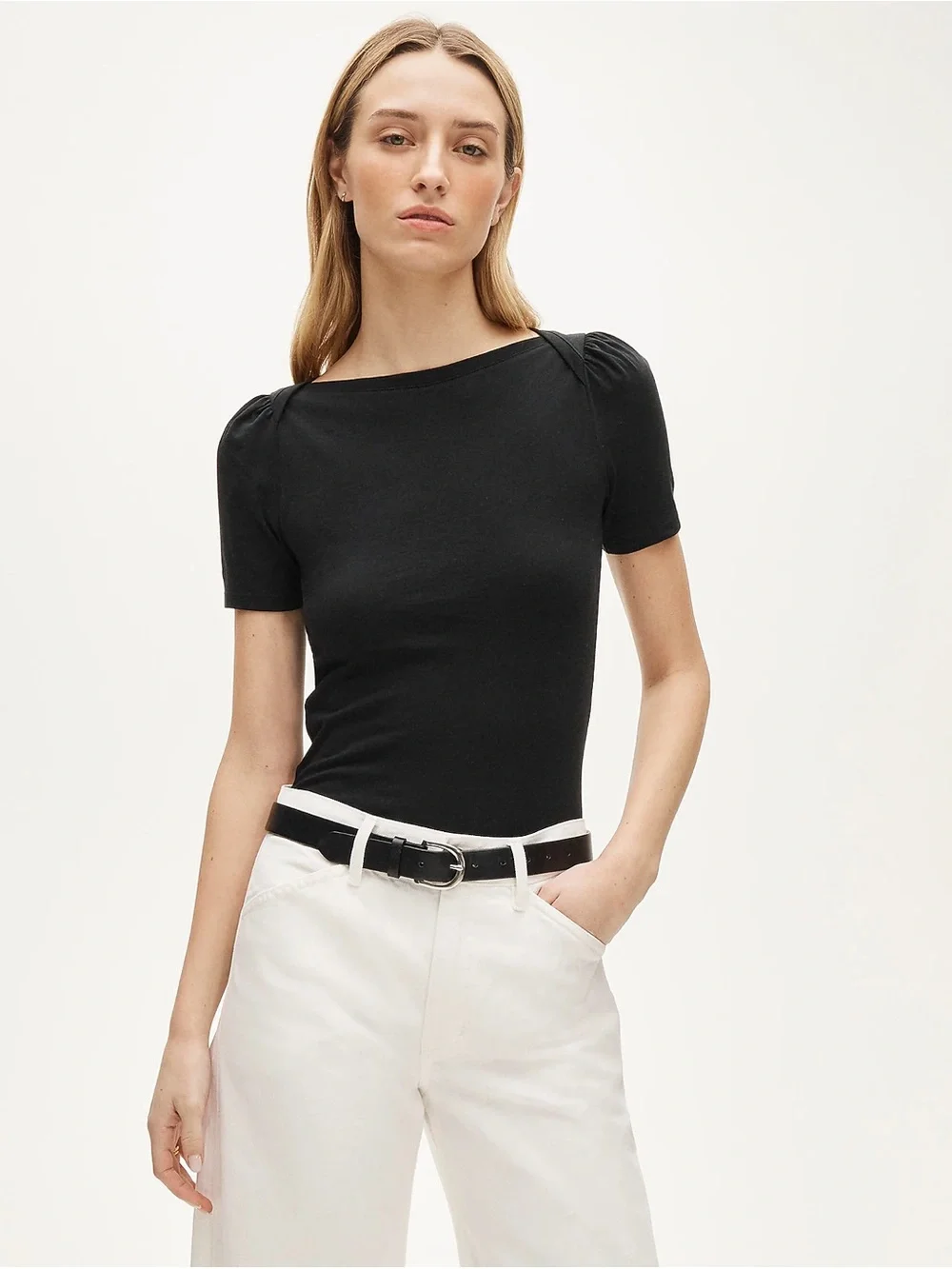 J. Crew New women’s S Vintage Jersey Puff-Sleeve T-shirt in white